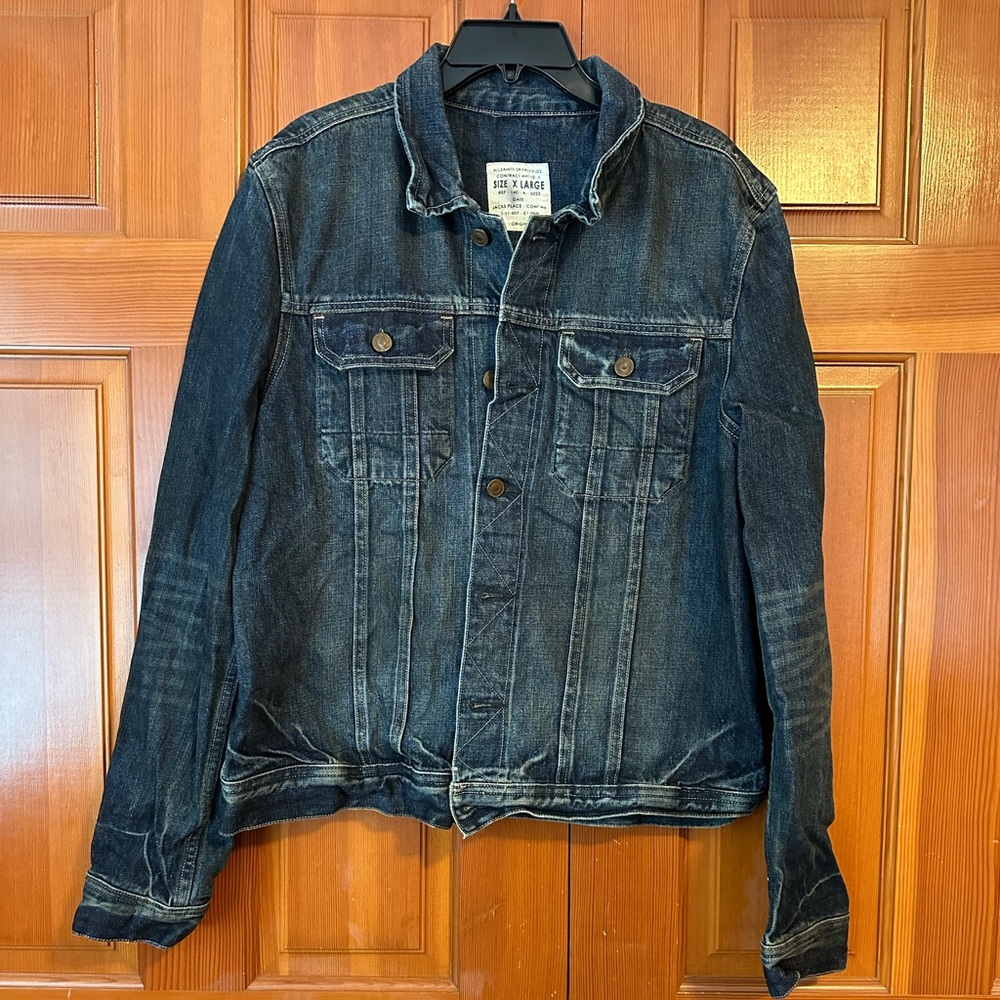 All Saints Denim Jacket.  Size XL. Dark indigo blue color with some fade.